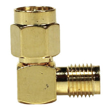 Load image into Gallery viewer, SAPT318 - 10 Pack of Gold Coax SMA Female to Right Angle Male Cable Adapters