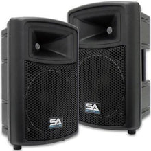 Load image into Gallery viewer, Pair of 10" PA DJ Molded Speakers and Stands