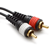 Load image into Gallery viewer, SAiRTSY6 - (2 Pack) Right Angle 1/8" to Dual Male RCA Patch Cable