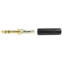Load image into Gallery viewer, SAPT253 - 1/4" Male Stereo Jack Plug - 3 Pole - Black and Gold