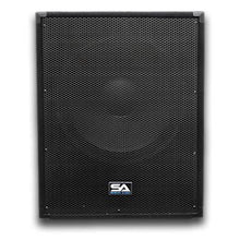 Load image into Gallery viewer, Pair of 18&quot; PA Bass Sub woofer Cabinets, Power Amplifier, and Cables
