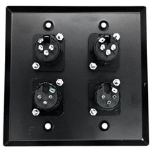 Load image into Gallery viewer, Black Stainless Steel Wall Plate - 2 Gang with 2 XLR Male and 2 XLR Female Connectors
