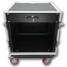 Load image into Gallery viewer, 10 Space Rack Case with Casters and 2 Space Drawer
