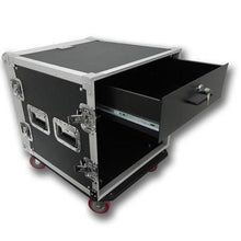 Load image into Gallery viewer, 10 Space Rack Case with Casters and 2 Space Drawer
