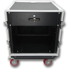 Load image into Gallery viewer, 10 Space Rack Case with Casters and 3 Space Drawer
