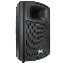 Load image into Gallery viewer, Pair of Powered 15&quot; PA DJ Molded Speakers with Speaker Stands
