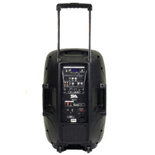 Load image into Gallery viewer, Pair of Powered 15 Inch PA Speaker - Rechargeable with 2 Mics, Remote and Bluetooth

