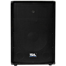 Load image into Gallery viewer, Pair of Powered 2-Way 15&quot; PA / DJ / Band Speaker Cabinet with Titanium Horns and Stands
