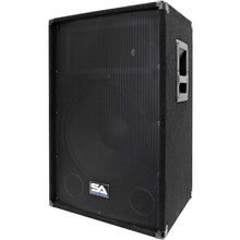 Load image into Gallery viewer, Pair of Powered 2-Way 15&quot; PA / DJ / Band Speaker Cabinet with Titanium Horns and Stands
