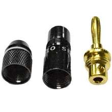 Load image into Gallery viewer, 24k Banana Connectors/Clips - Black Chrome Finish - Pack of 20 (10 Red/10 Black)
