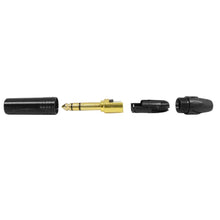Load image into Gallery viewer, SAPT254 - 1/4&quot; Male Stereo Connector - 3 Pole - Black and Gold
