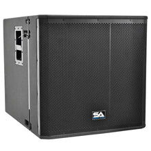 Load image into Gallery viewer, Powered 18 Inch Line Array Subwoofer, Two Powered 12 Inch Line Array Speakers and Mounting Pole
